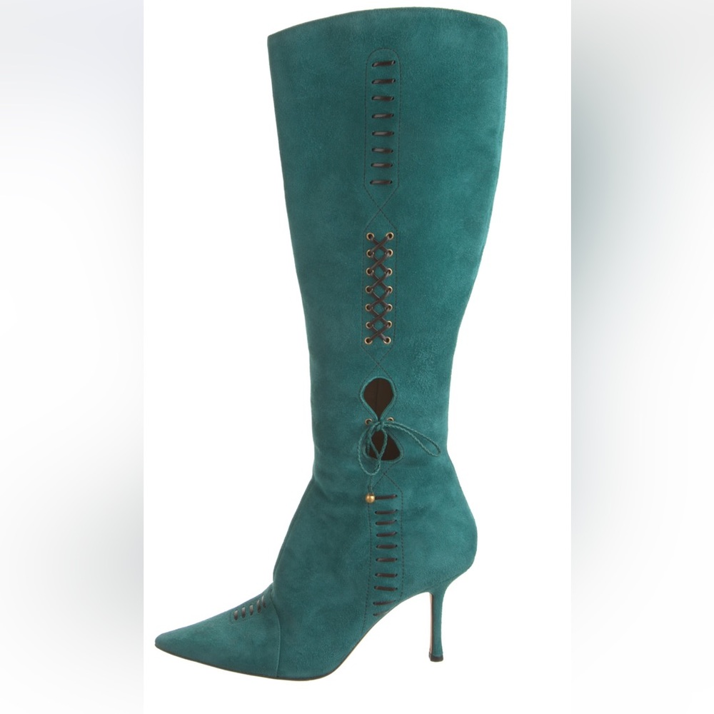 Jimmy Choo Designer Turquoise Leather Boots Sz 41